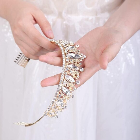 Women Crystal Tiara Crown Alloy Rhinestone Bridal Party Wedding Accessory main image 5